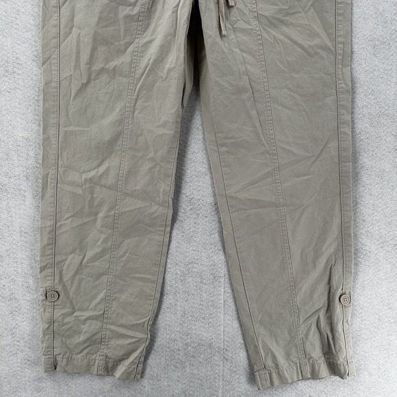 Talbots Pants Womens 8 Elastic Waist Pull Up Cotton Roll Cuff Tan Khaki Cargo - Picture 4 of 13